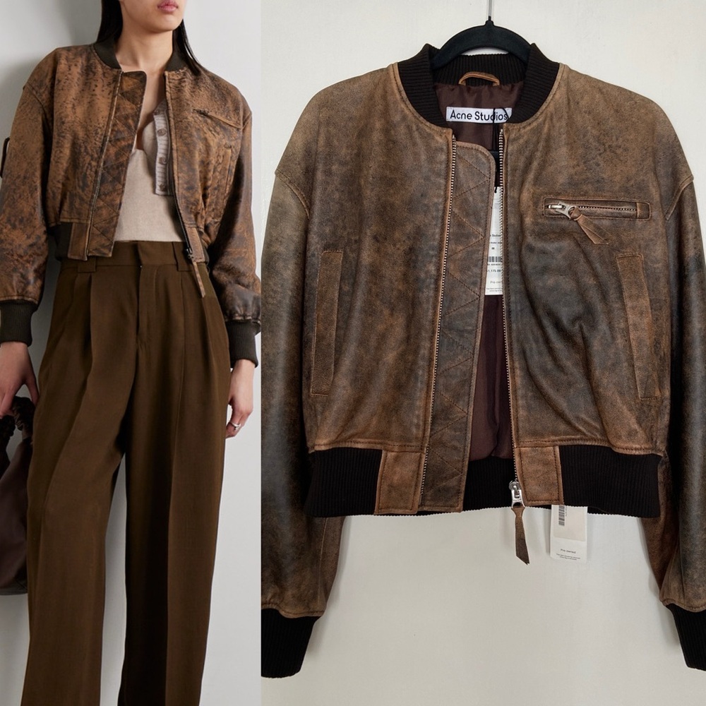 💔SOLD $2,200 Acne Studios Distressed Leather Bomber Jacket